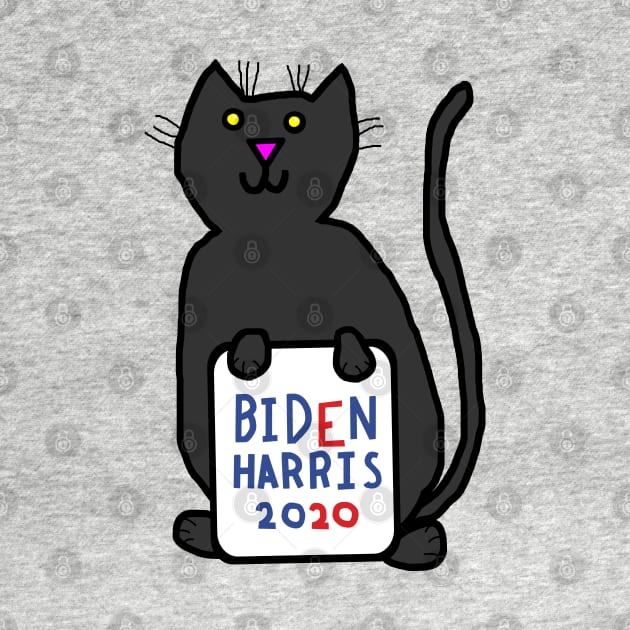 Small Cat with Biden Harris Sign by ellenhenryart